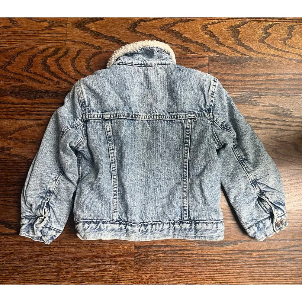 Gap kids denim jacket sherpa lined collar Sz. XS blue